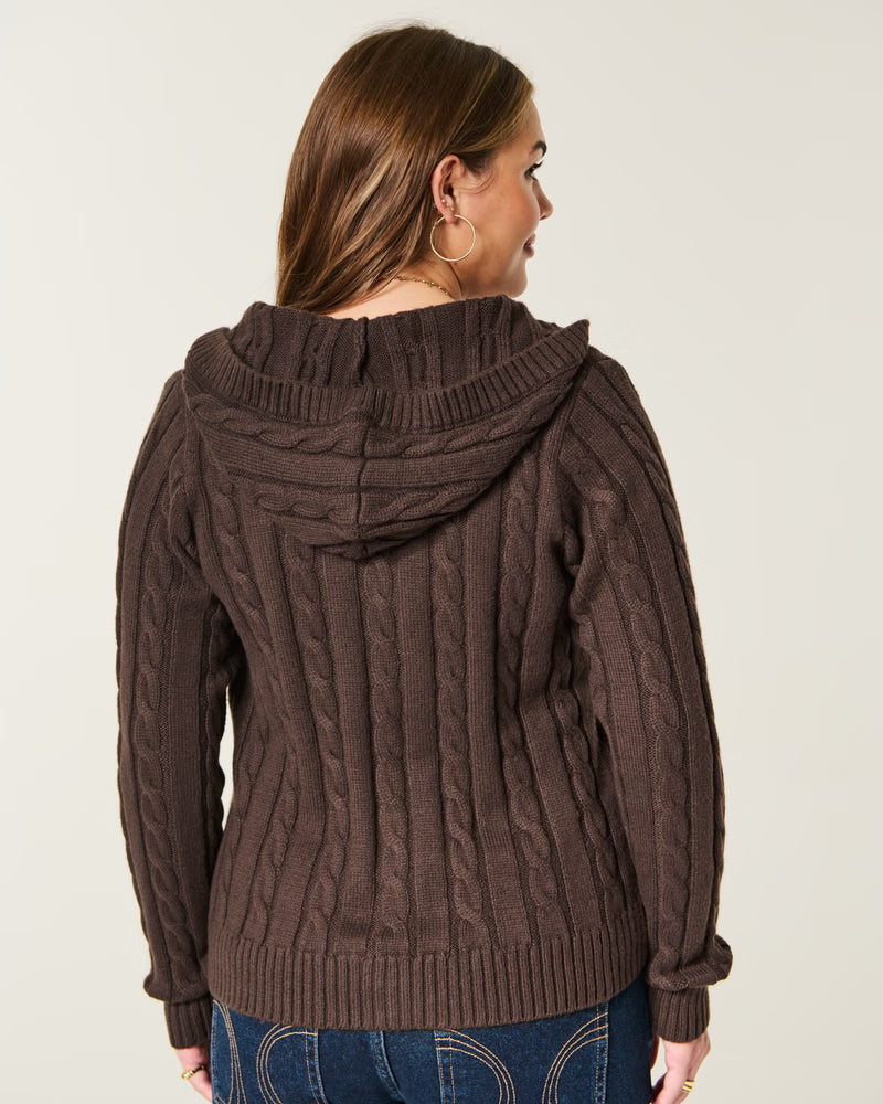 Hollister - Holiday Vault Release Hooded Cable-Knit Toggle Cardigan