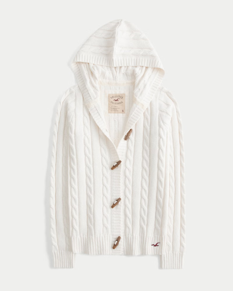 Hollister - Holiday Vault Release Hooded Cable-Knit Toggle Cardigan