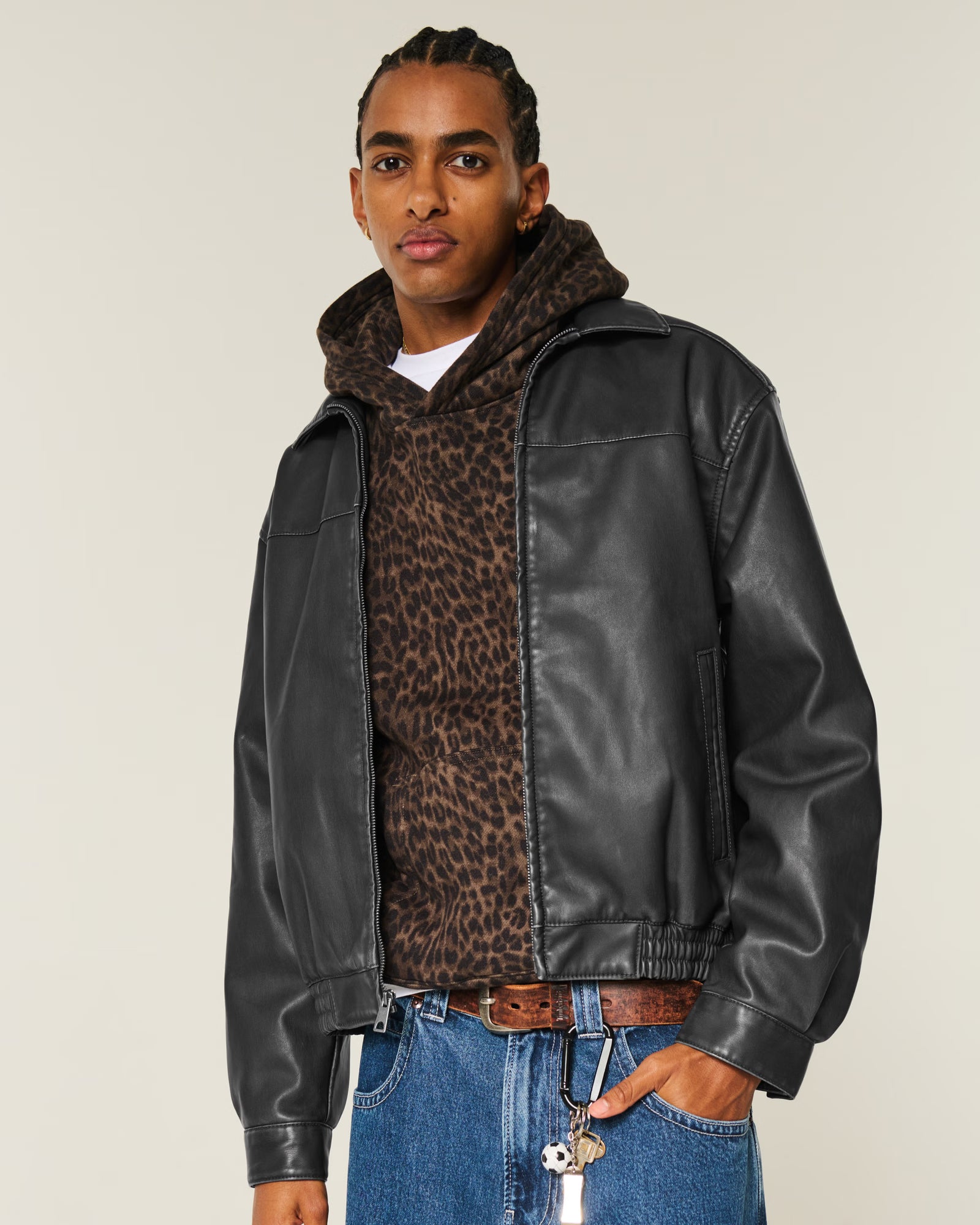 Hollister - Vegan Leather Zip-Up Jacket