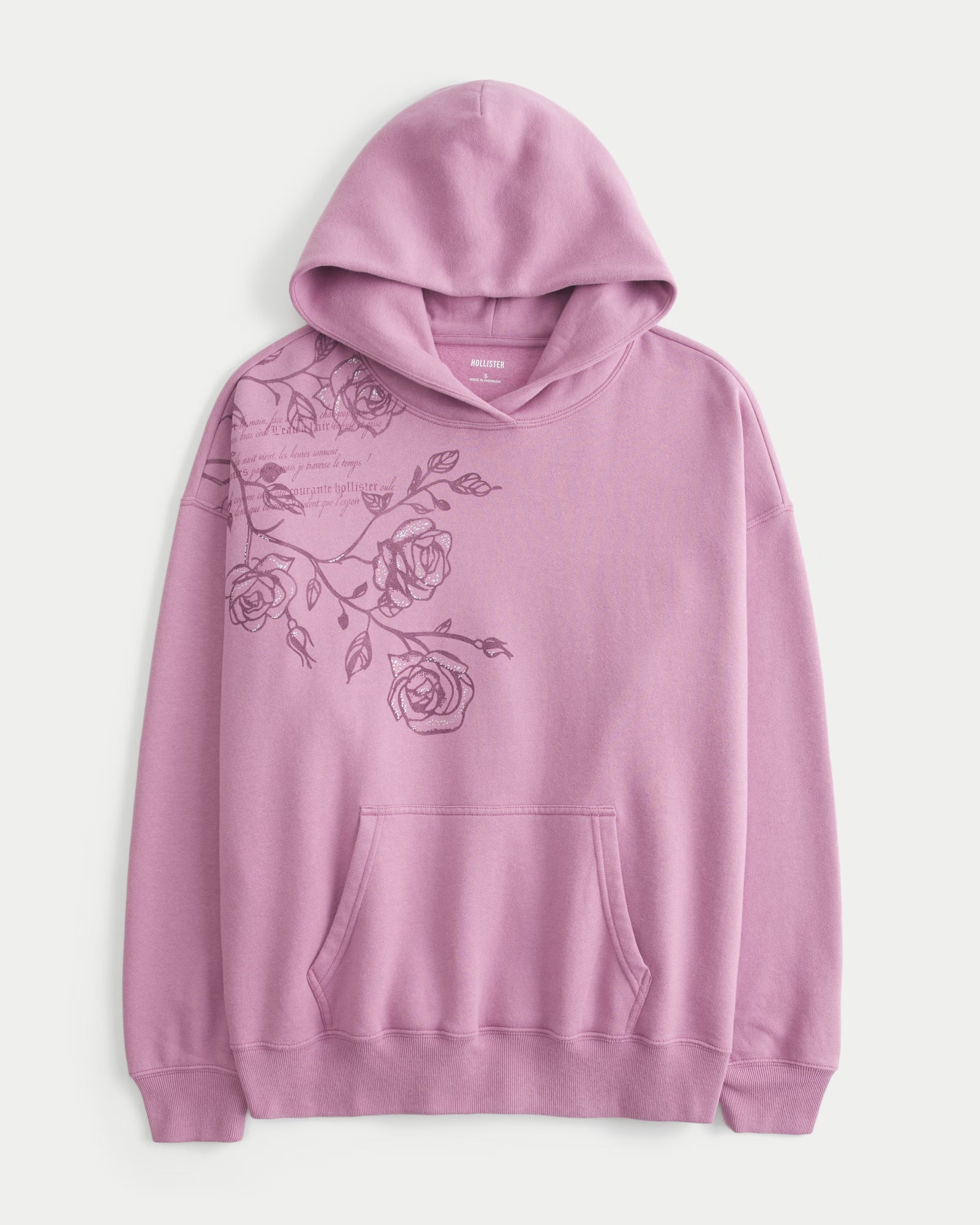 Hollister - Oversized Sparkle Logo Graphic Hoodie