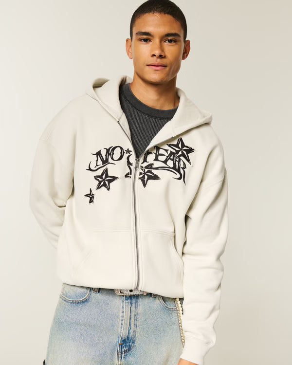 Hollister - Hollister Feel Good Boxy Zip-Up Hoodie IMMEDIATE