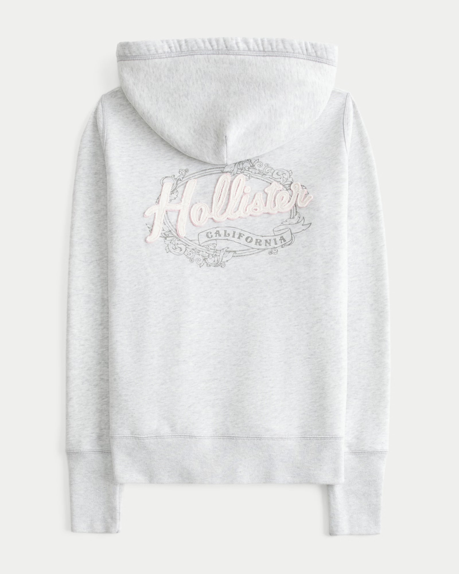 Hollister - Waffle Lined Hood Zip-Up Logo Graphic Hoodie