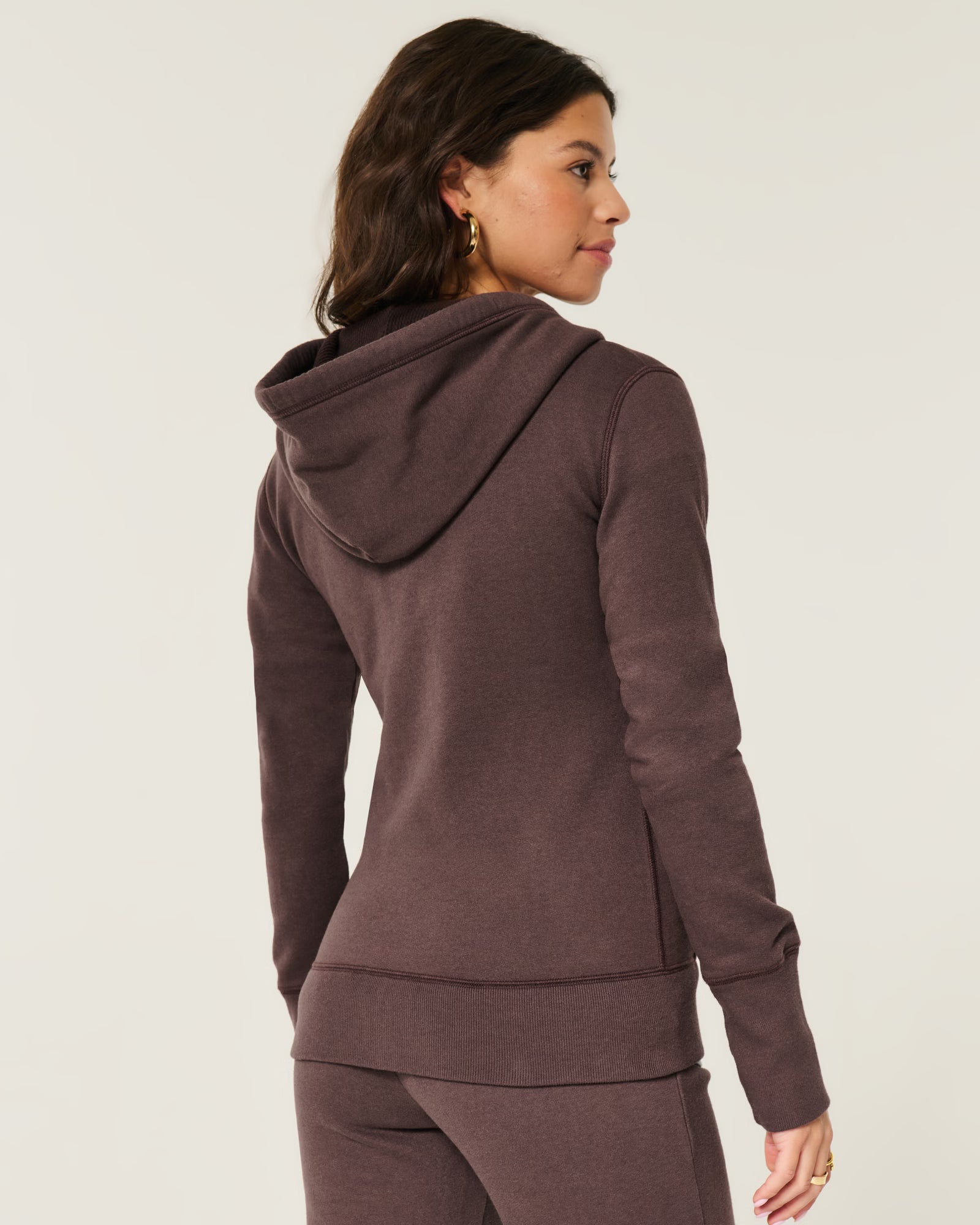 Hollister - Waffle Lined Hood Zip-Up Logo Graphic Hoodie