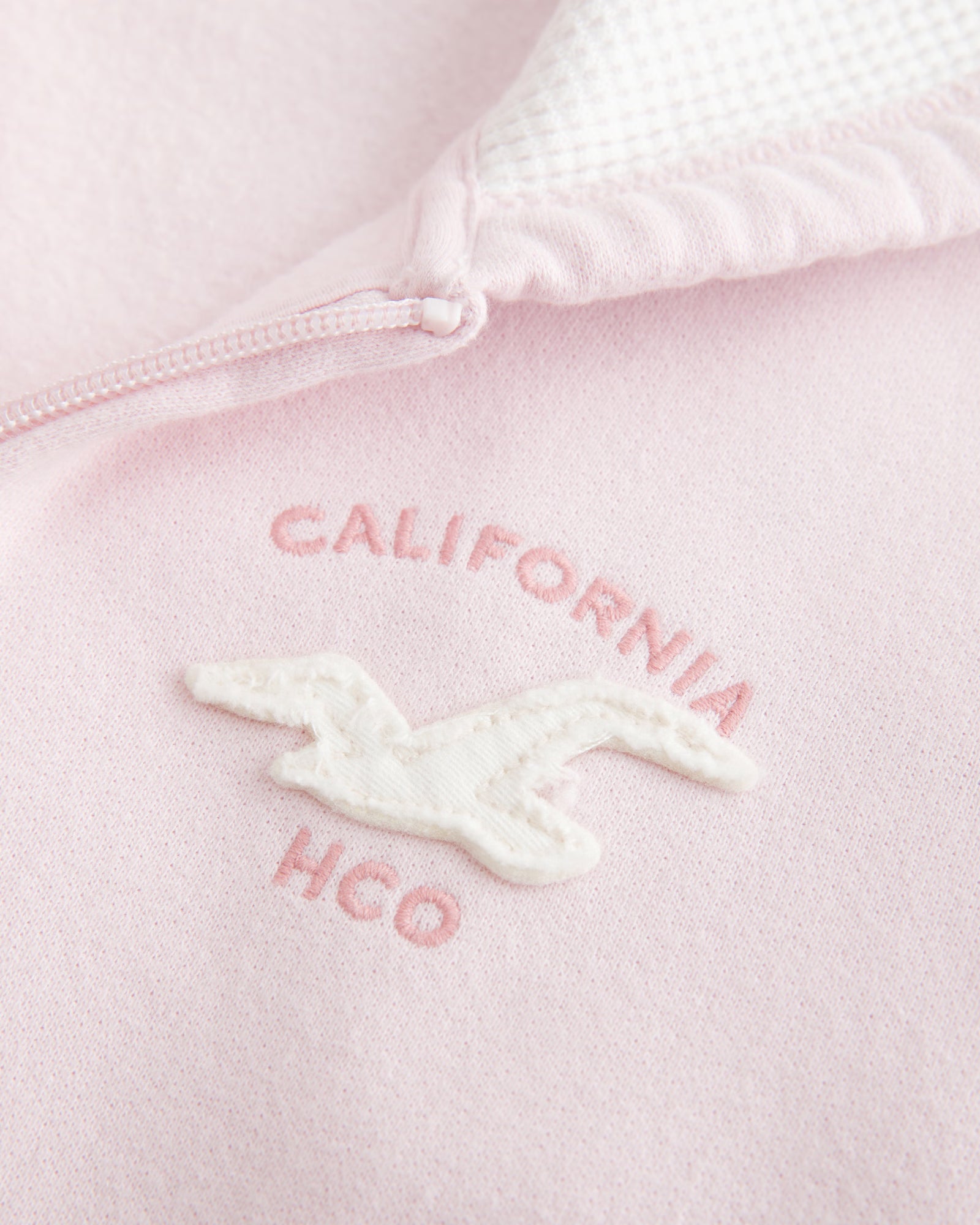 Hollister - Waffle Lined Hood Zip-Up Logo Graphic Hoodie