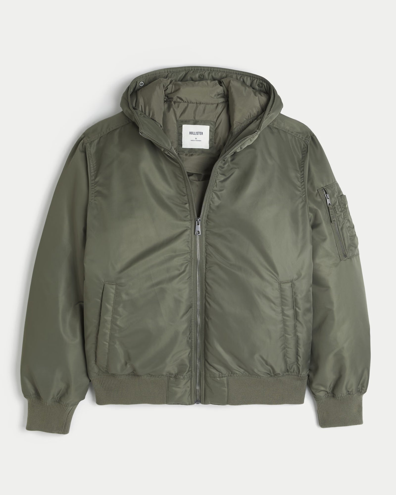 Hollister - Faux Fur Trim Zip-Up Bomber Jacket