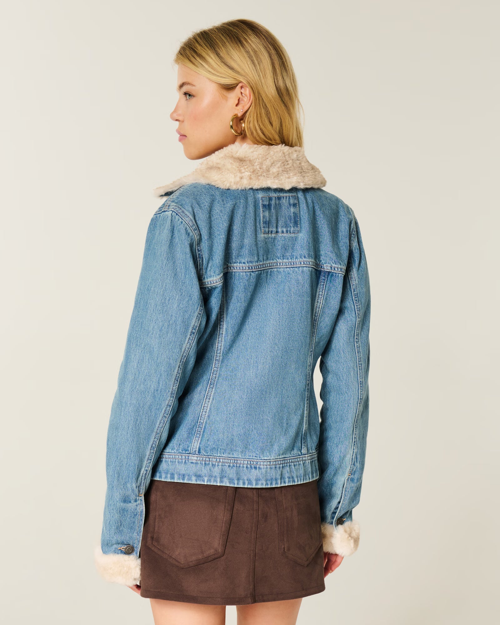 Hollister - Faux Fur Trim Denim Jacket