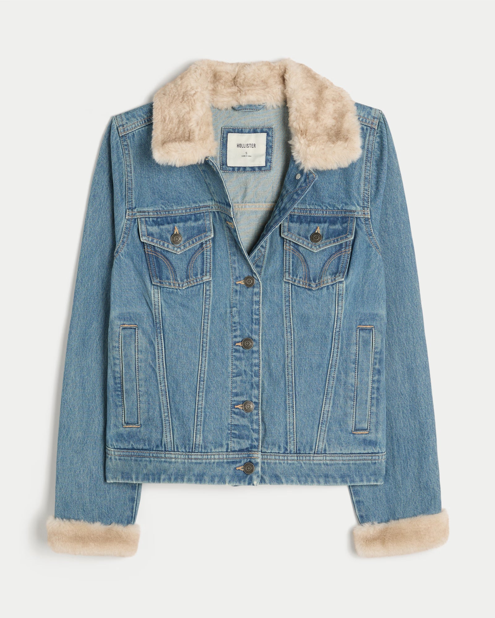 Hollister - Faux Fur Trim Denim Jacket