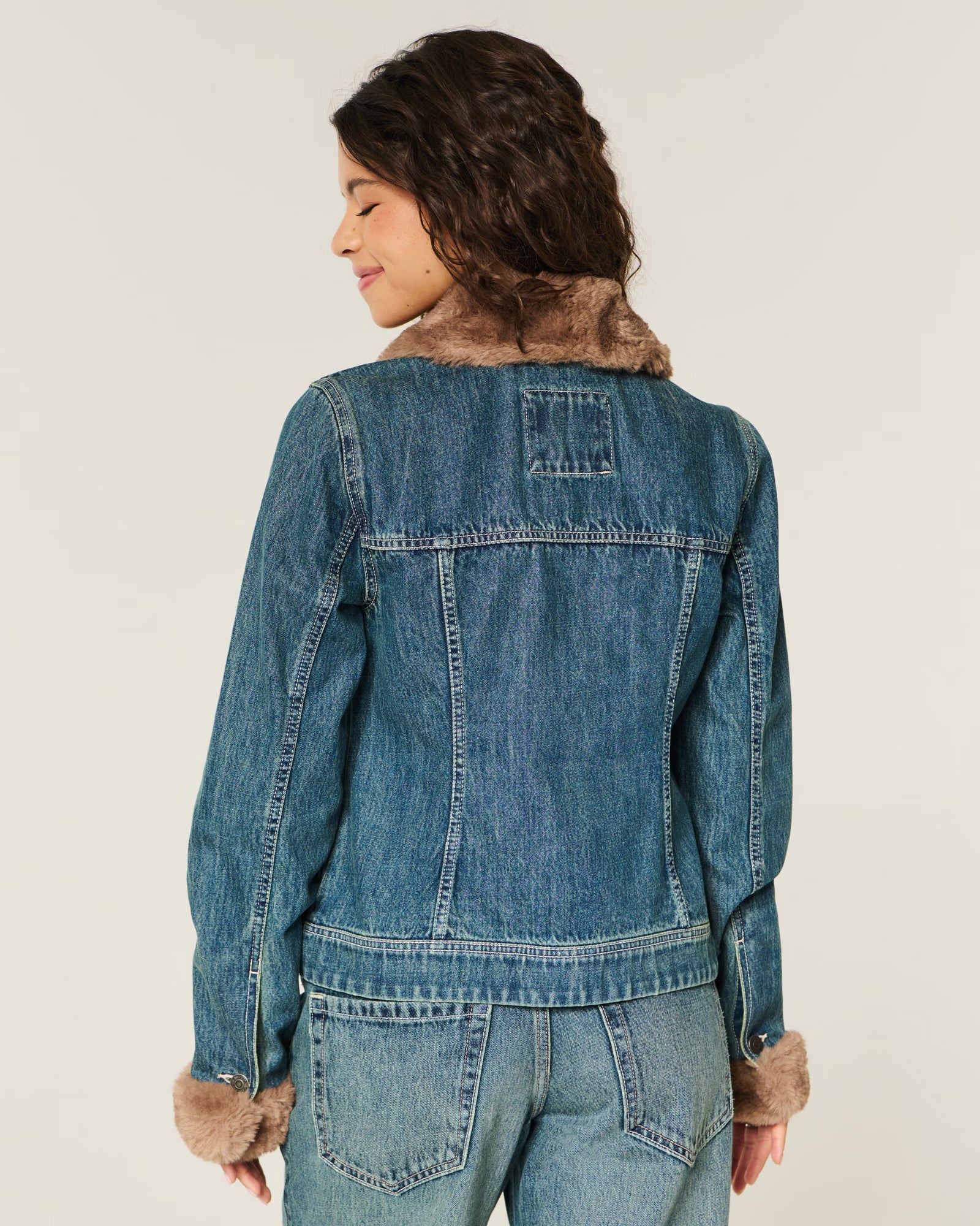 Hollister - Faux Fur Trim Denim Jacket