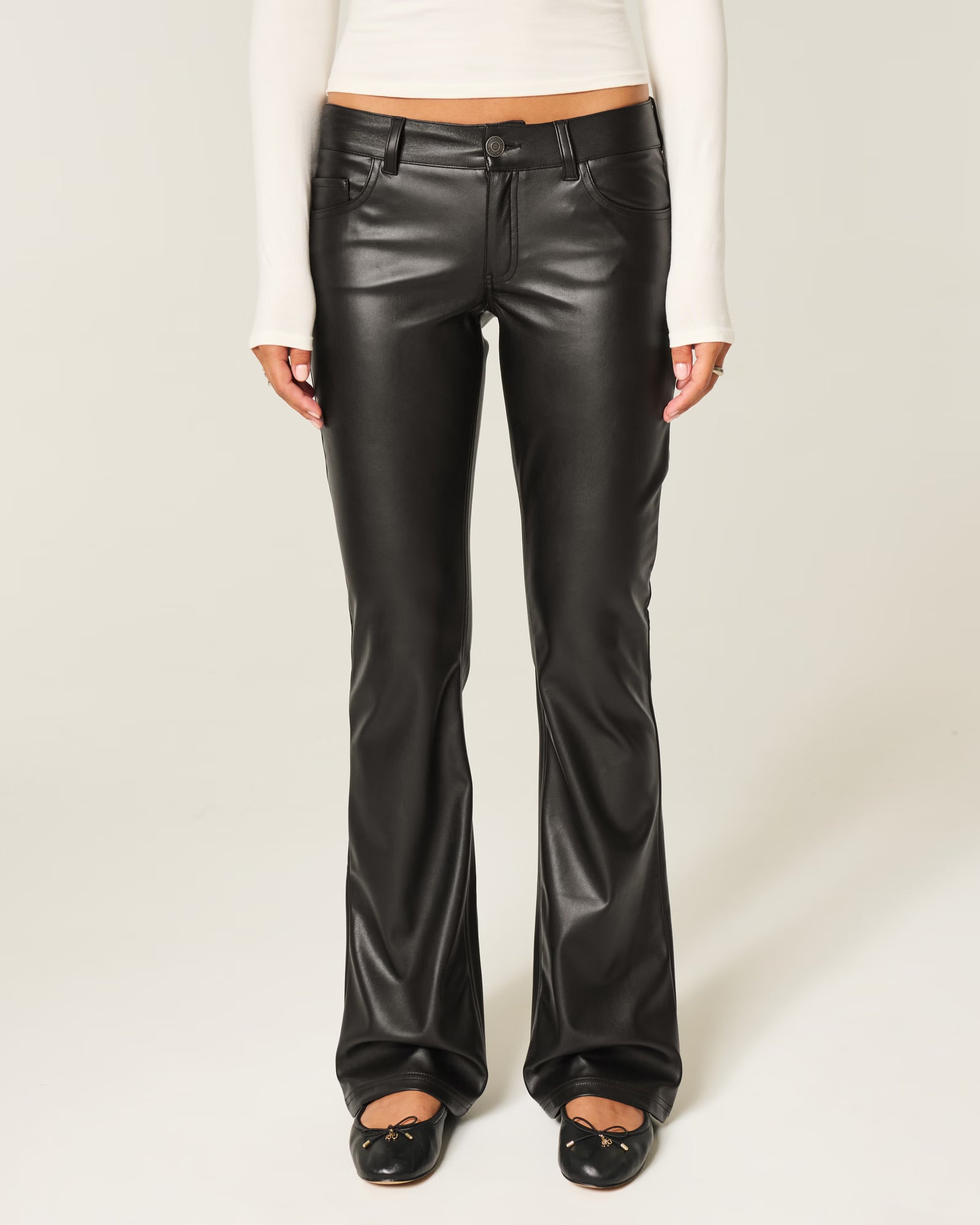 Hollister - Low-Rise Faux Leather Bootcut Pants