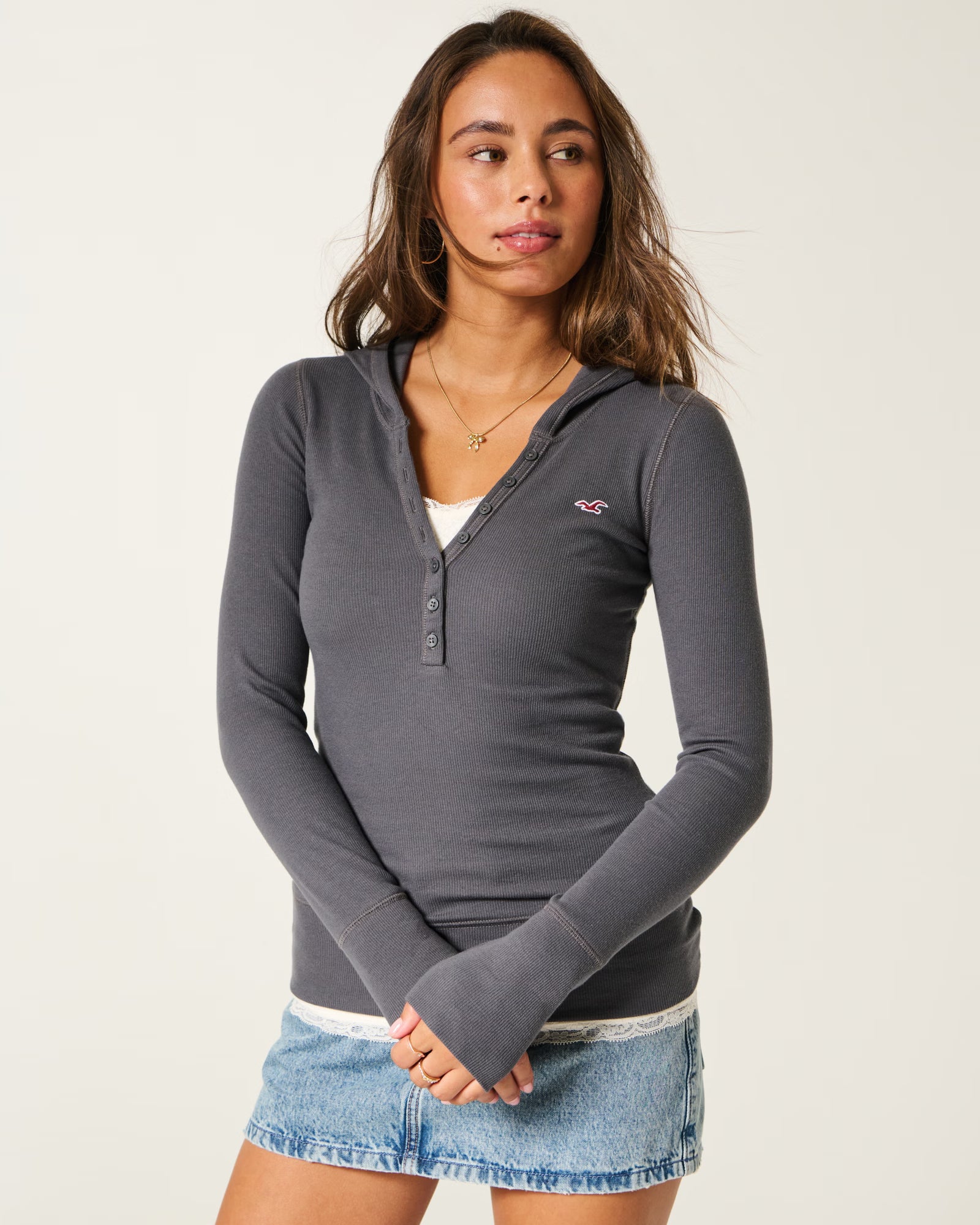 Hollister - Long-Sleeve Hooded Henley