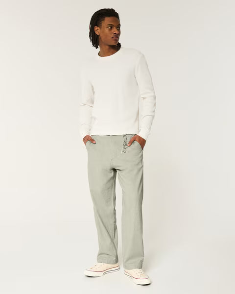 Hollister - Linen-Blend Flex-Waist Baggy Pants IMMEDIATE