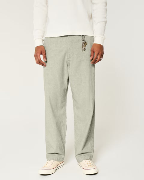 Hollister - Linen-Blend Flex-Waist Baggy Pants IMMEDIATE