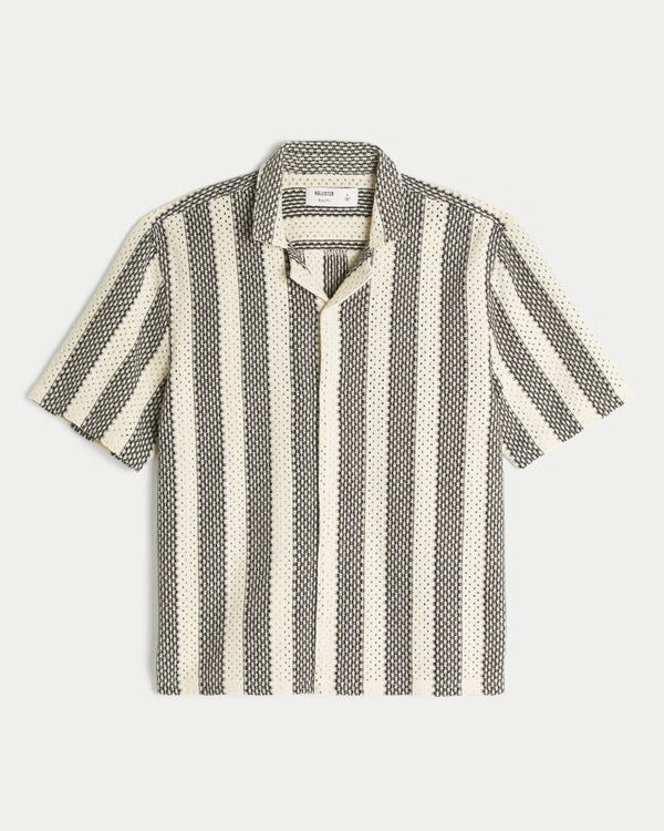 Hollister - Boxy Short-Sleeve Crochet-Style Shirt