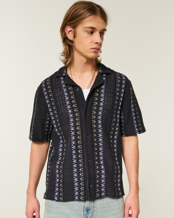 Hollister - Boxy Short-Sleeve Crochet-Style Shirt