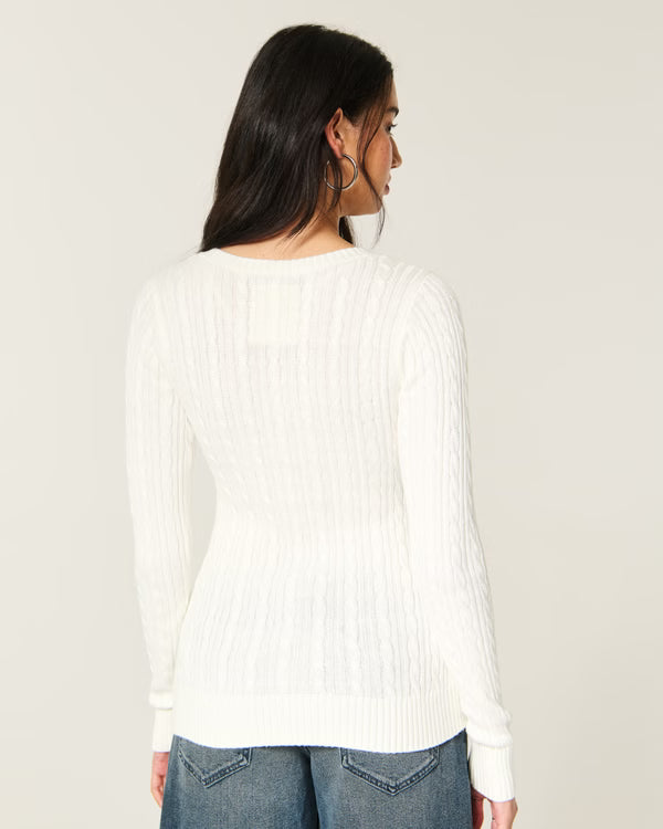 Hollister - Ivy Cable-Knit V-Neck Sweater
