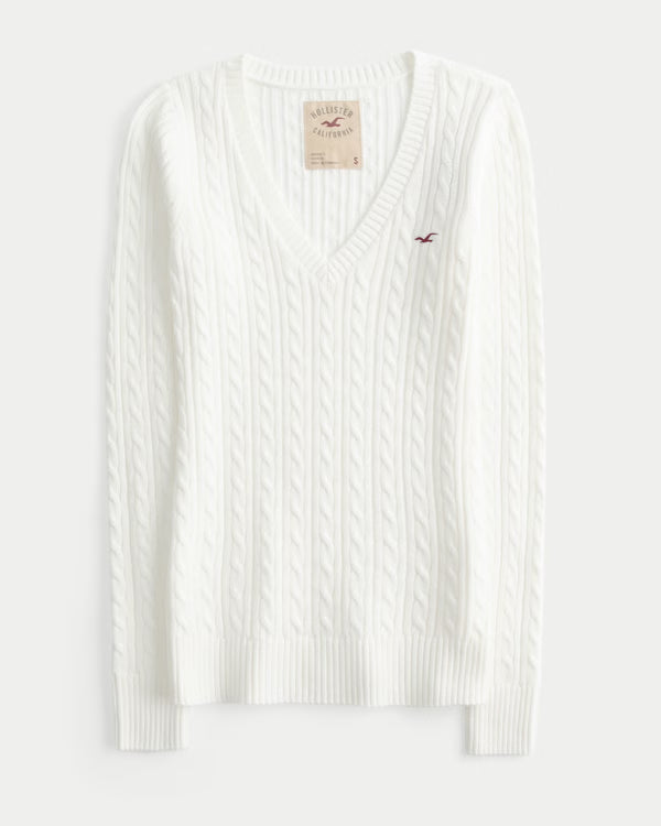 Hollister - Ivy Cable-Knit V-Neck Sweater