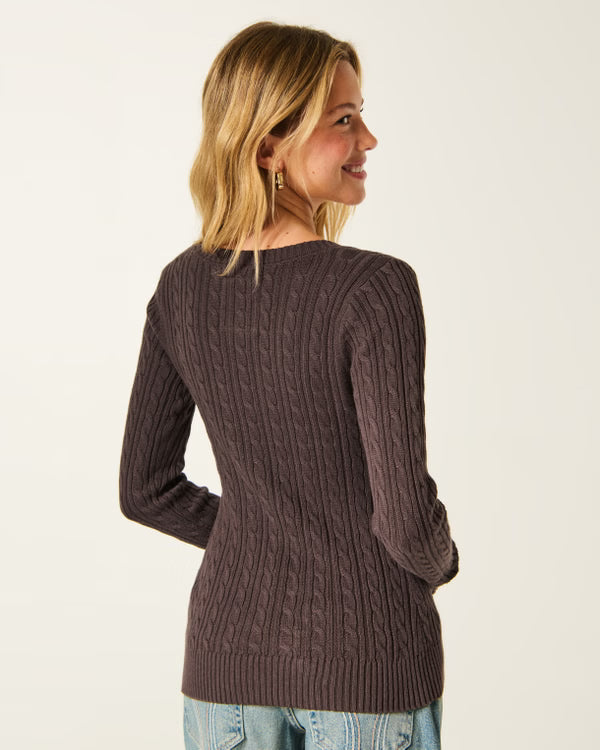 Hollister - Ivy Cable-Knit V-Neck Sweater
