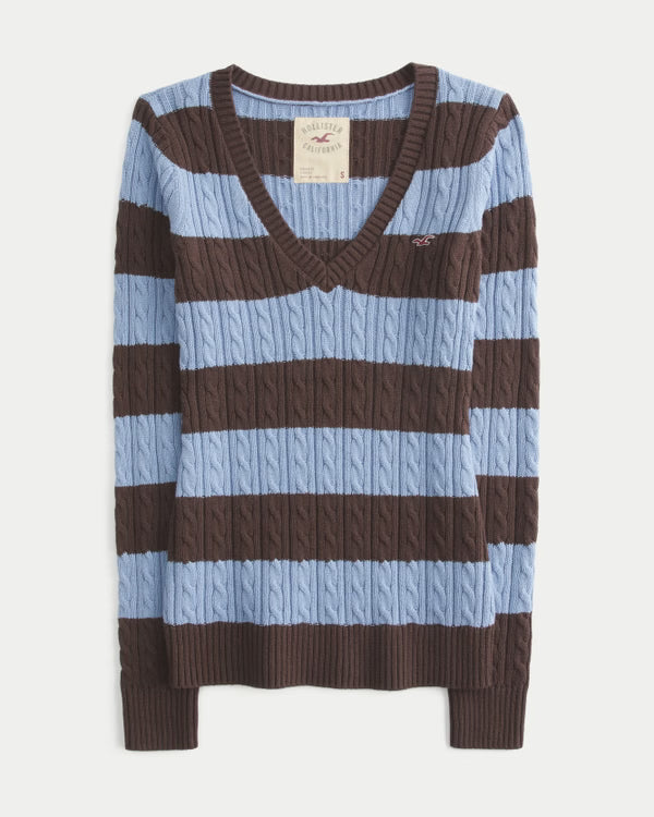 Hollister - Ivy Cable-Knit V-Neck Sweater