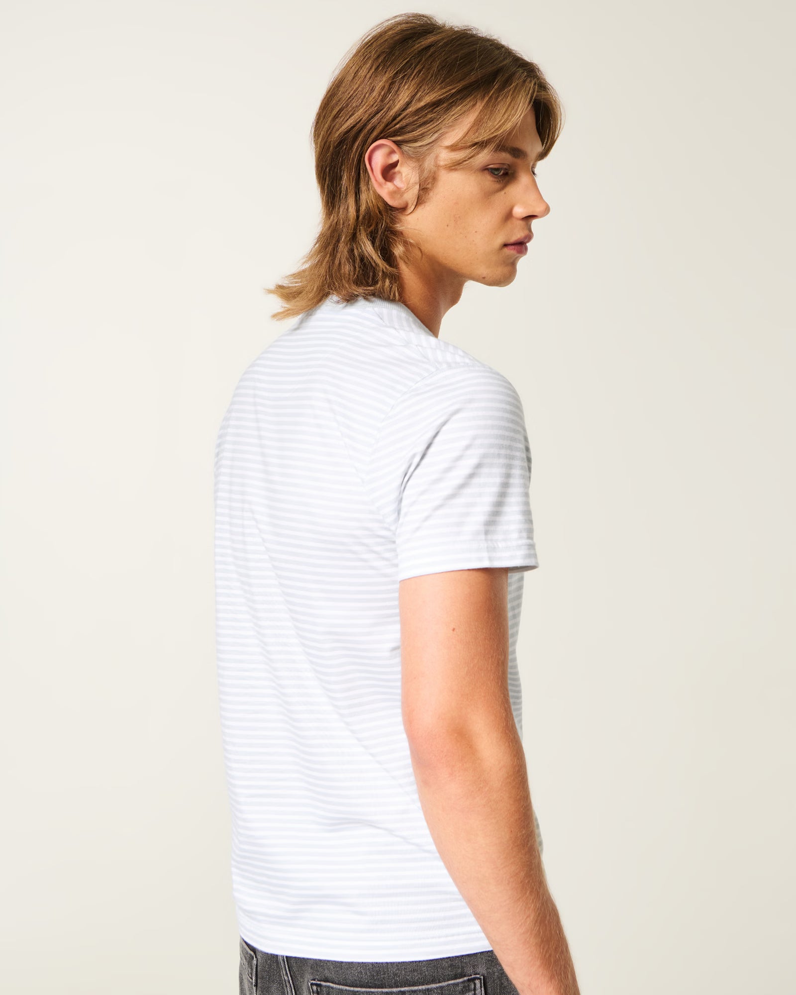 Hollister - Striped Cotton Crew Icon T-Shirt IMMEDIATE