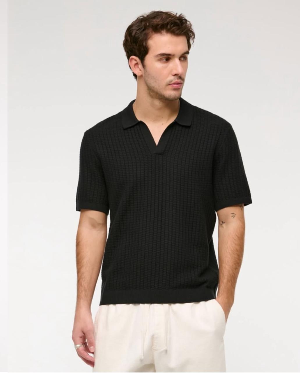 Abercrombie & Fitch - Classic Stitch Johnny Collar Sweater Polo IMMEDIATE - Brandatak Store
