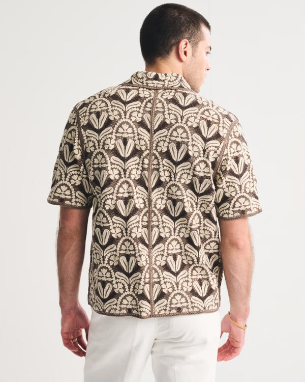 Abercrombie & Fitch - Crochet-Style Button-Through Sweater Polo IMMEDIATE