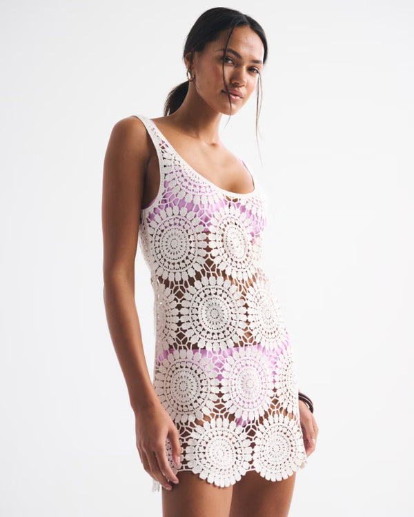 Abercrombie & Fitch - Crochet-Style Scoopneck Mini Dress Coverup