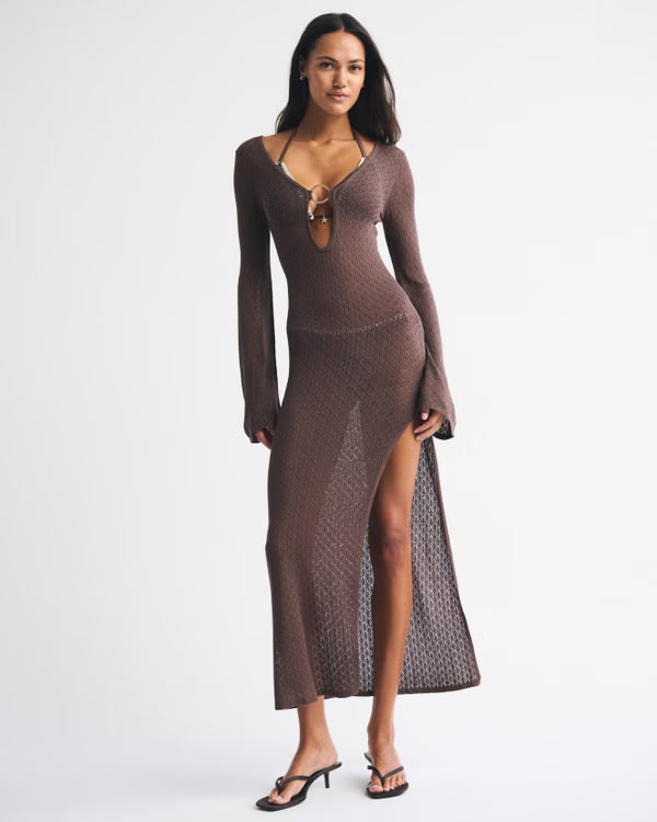 Abercrombie & Fitch - Crochet-Style Plunge Maxi Dress Coverup