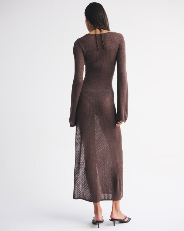 Abercrombie & Fitch - Crochet-Style Plunge Maxi Dress Coverup