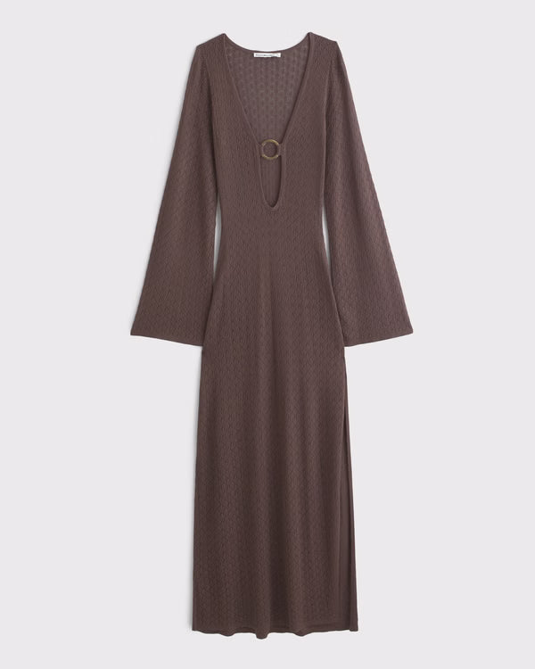 Abercrombie & Fitch - Crochet-Style Plunge Maxi Dress Coverup