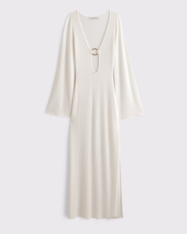 Abercrombie & Fitch - Crochet-Style Plunge Maxi Dress Coverup