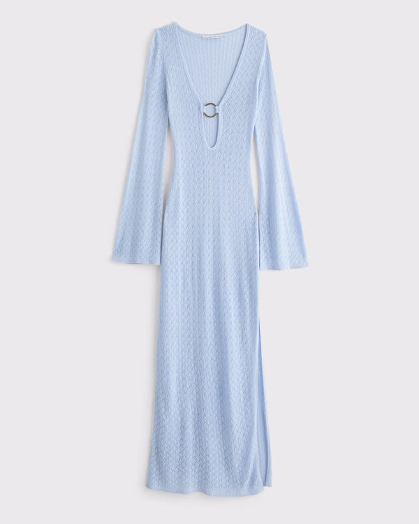 Abercrombie & Fitch - Crochet-Style Plunge Maxi Dress Coverup