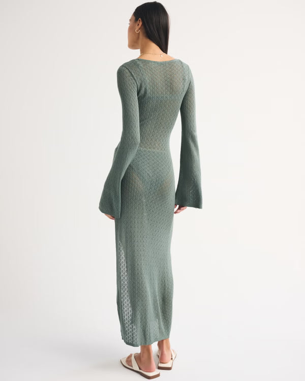 Abercrombie & Fitch - Crochet-Style Plunge Maxi Dress Coverup