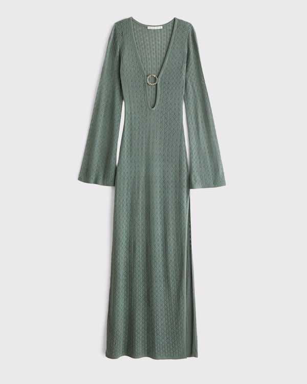 Abercrombie & Fitch - Crochet-Style Plunge Maxi Dress Coverup