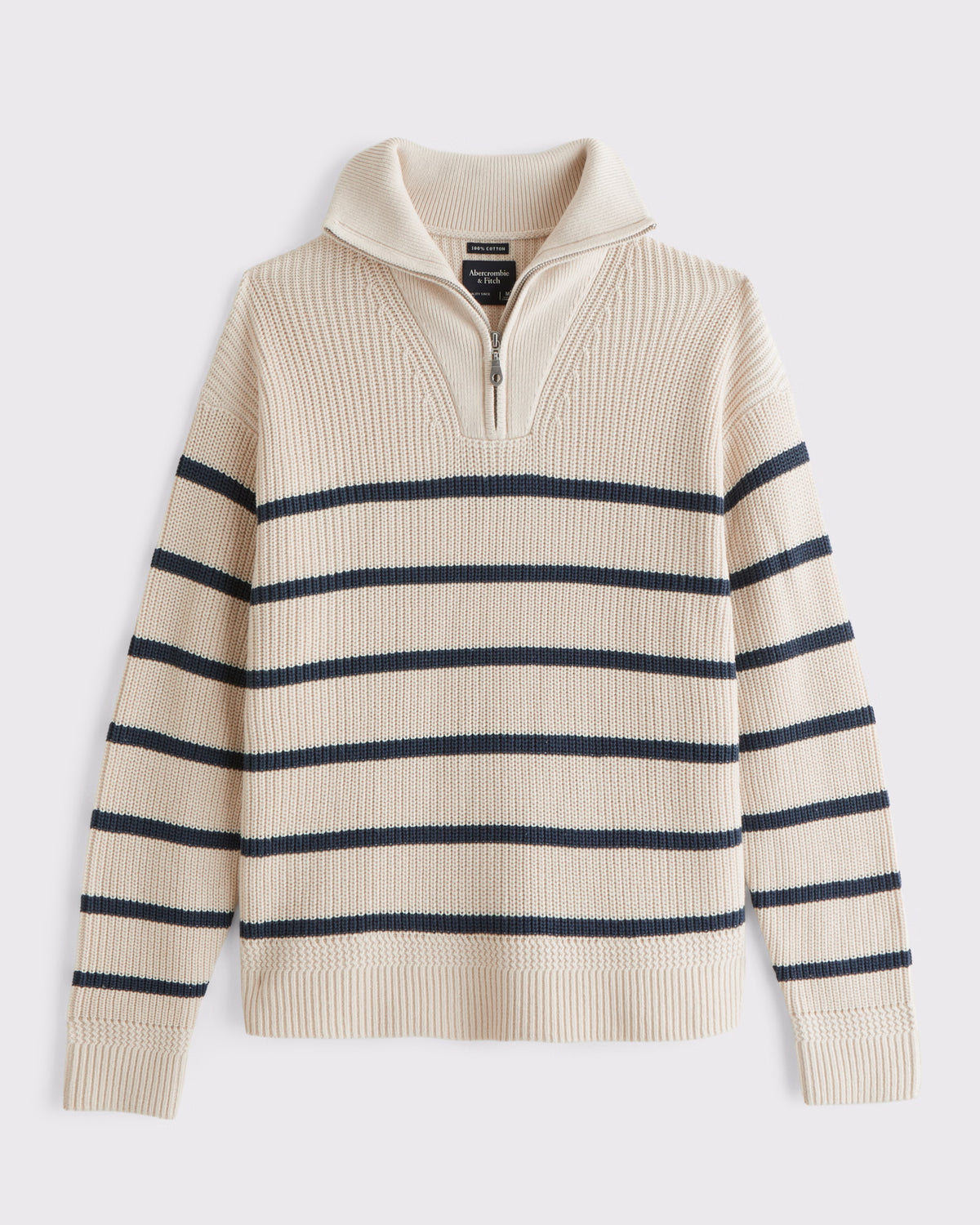 Abercrombie & Fitch - 100% Cotton Fold Down Collar Quarter-Zip Sweater