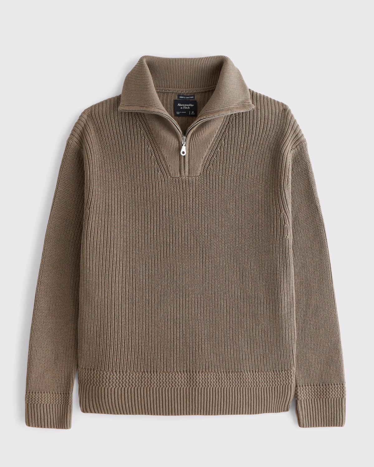 Abercrombie & Fitch - 100% Cotton Fold Down Collar Quarter-Zip Sweater