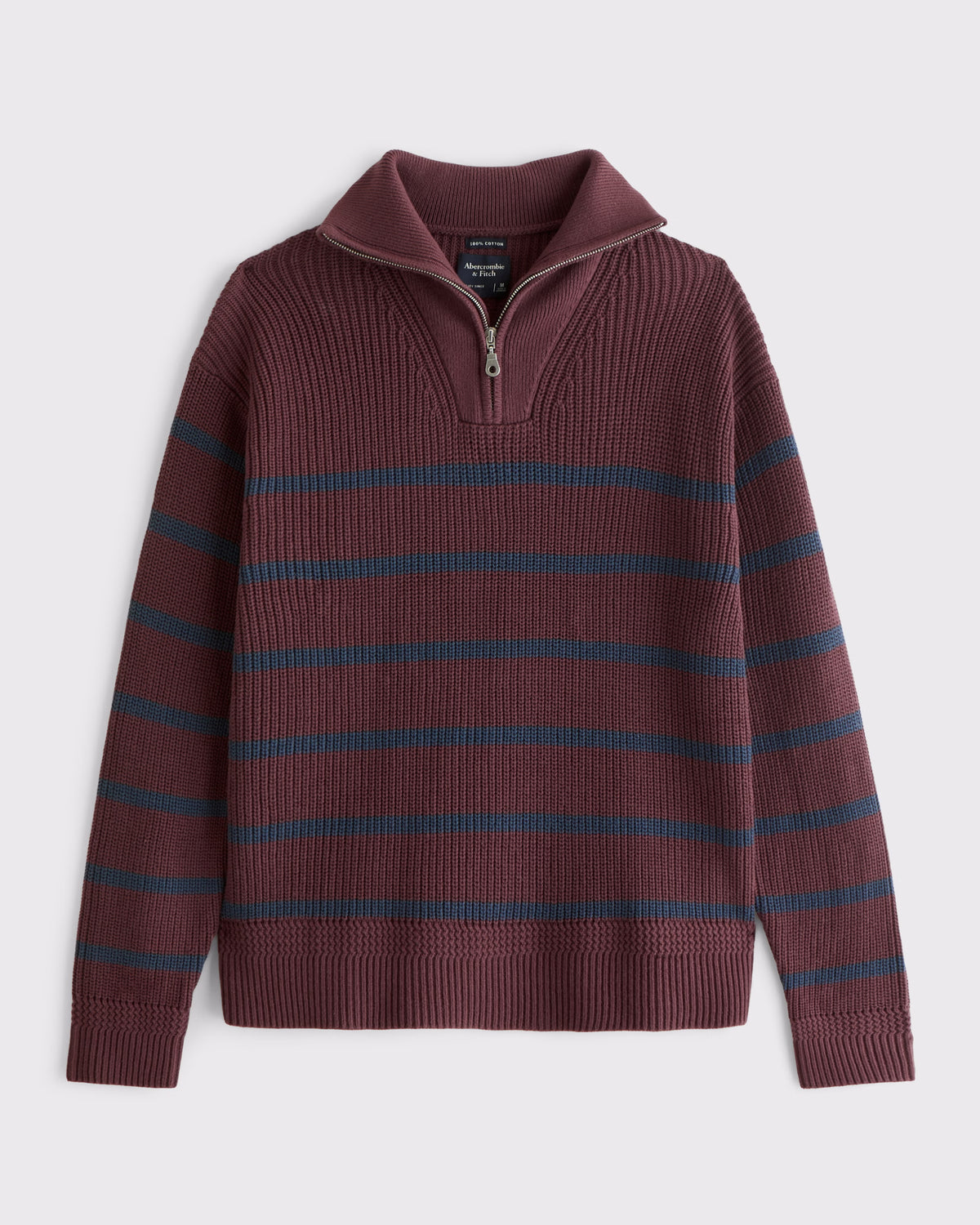 Abercrombie & Fitch - 100% Cotton Fold Down Collar Quarter-Zip Sweater