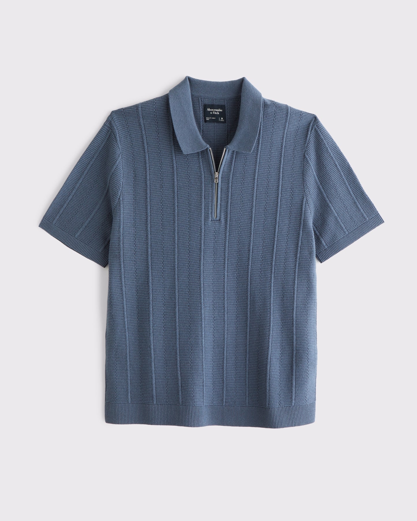 Textural Stripe Zip Sweater Polo
