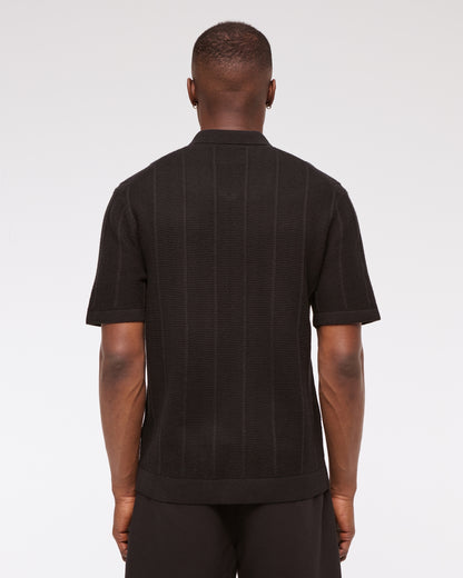 Textural Stripe Zip Sweater Polo