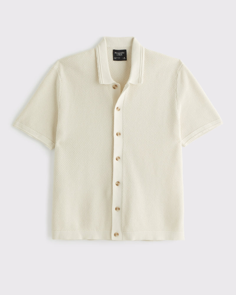 Garment Dye Button-Through Sweater Polo IMMEDIATE