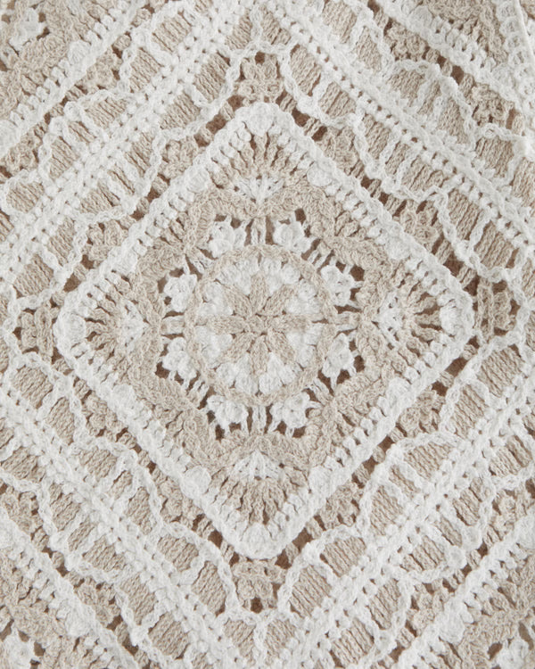 Abercrombie & Fitch - Crochet-Style Floral Button-Through Sweater Polo.