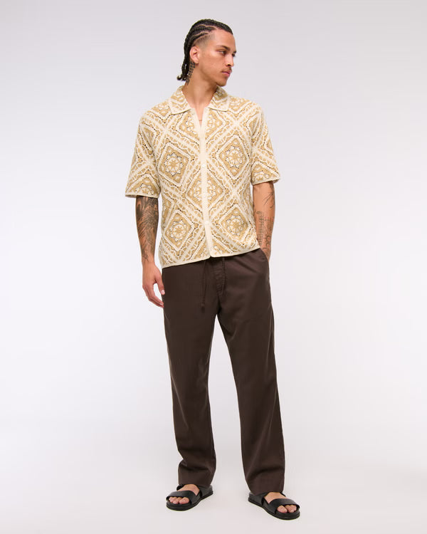 Abercrombie & Fitch - Crochet-Style Button-Through Sweater Polo