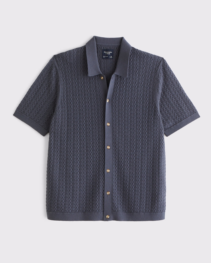 Cable Button-Through Sweater Polo
