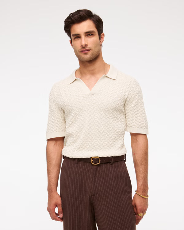 Abercrombie & Fitch - Pima Cotton Johnny Collar Sweater Polo.
