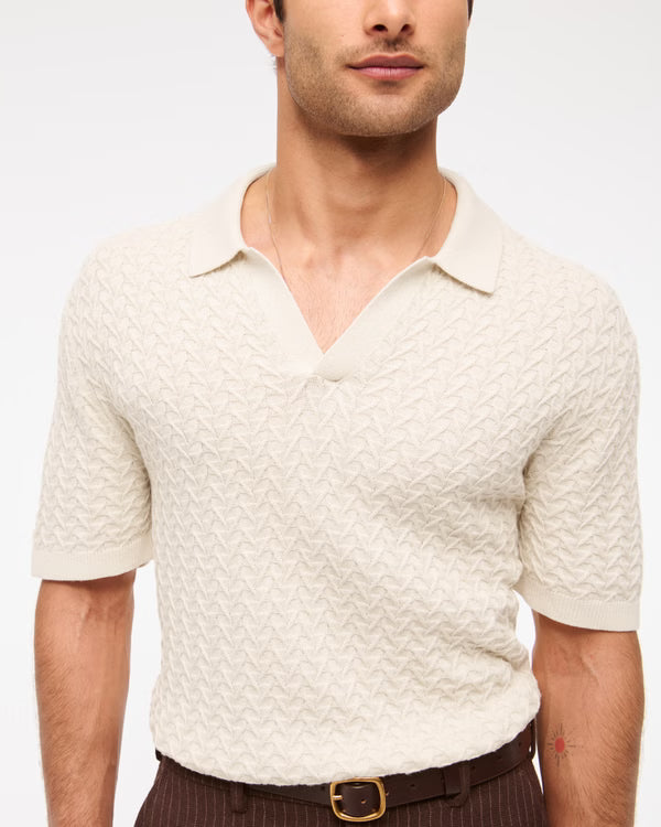 Abercrombie & Fitch - Pima Cotton Johnny Collar Sweater Polo.