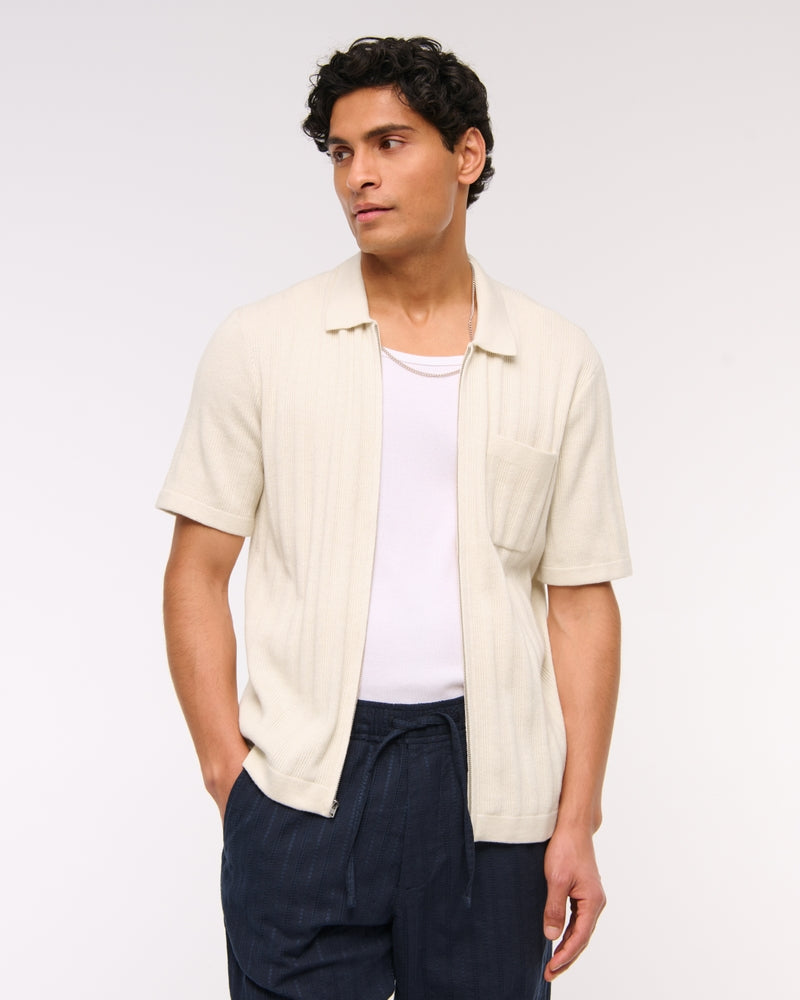 Full-Zip Sweater Polo
