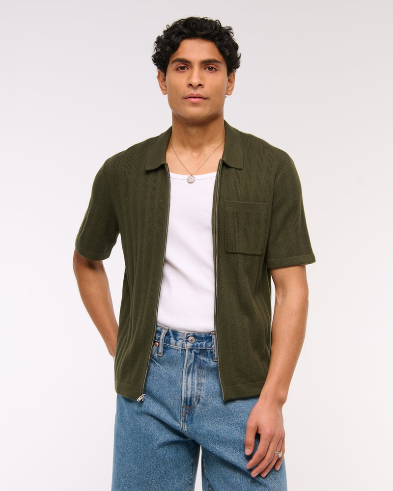 Full-Zip Sweater Polo