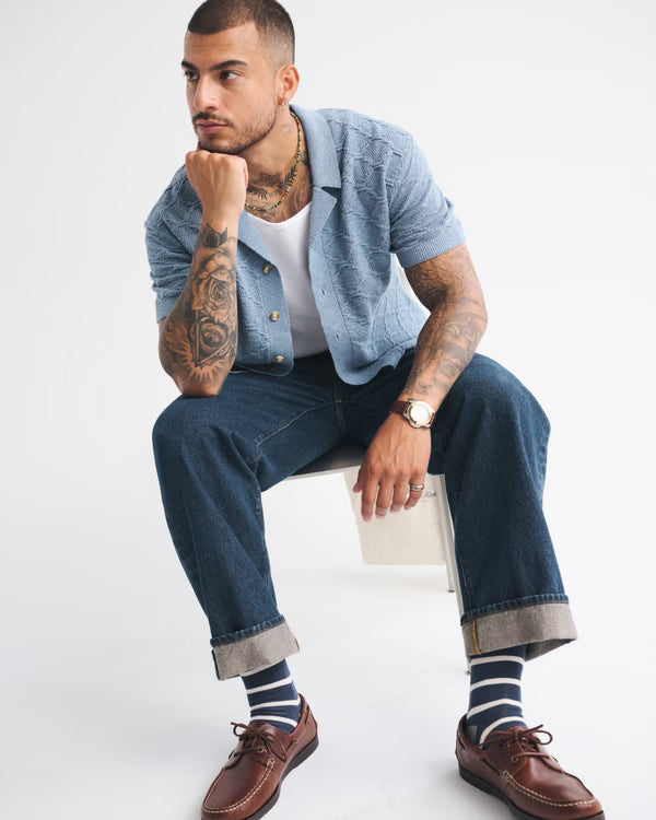 abercrombie & fitch - Crochet-Style Button-Through Sweater Polo.