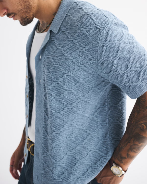 abercrombie & fitch - Crochet-Style Button-Through Sweater Polo.