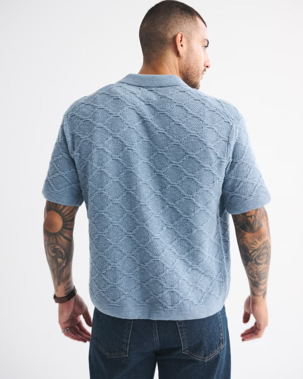 abercrombie & fitch - Crochet-Style Button-Through Sweater Polo.