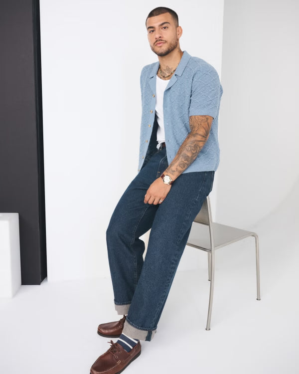 abercrombie & fitch - Crochet-Style Button-Through Sweater Polo.